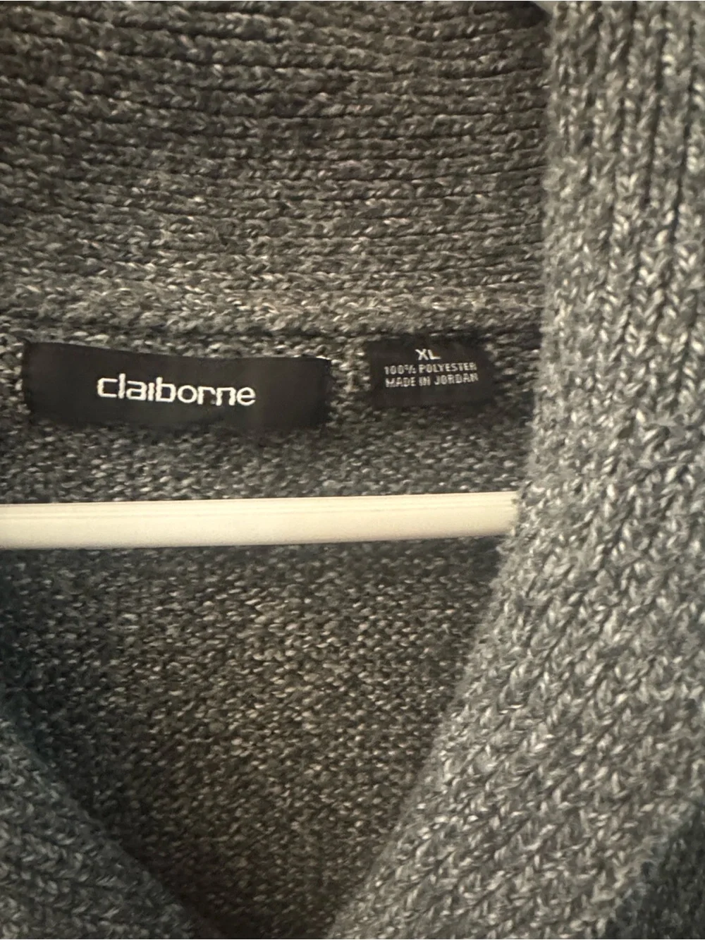 Claiborne Men’s Gray Shawl Collar Button-Up Cardigan
